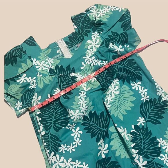 Royal Creations Hawaiian Poly mu'u·mu'u Dress Medium Green White - Picture 5 of 6